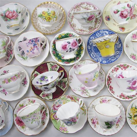 tiny tea cups and saucers.